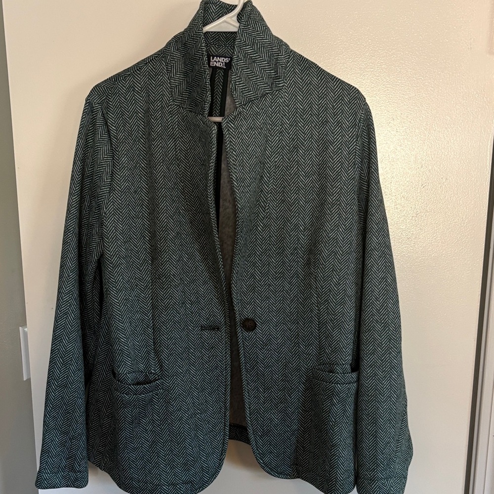 Lands' End Dark Green Herringbone Jacket